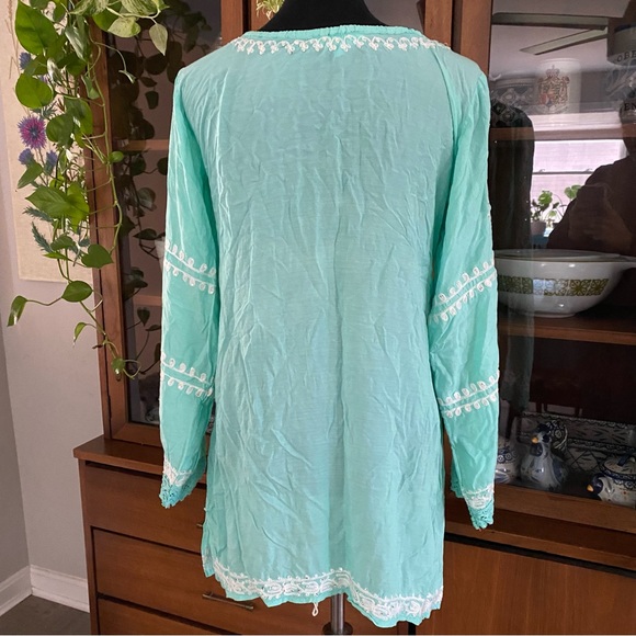 MELISSA ODEBASH Kaftan/Beach Dress Embroidered Mint Green - Picture 8 of 8